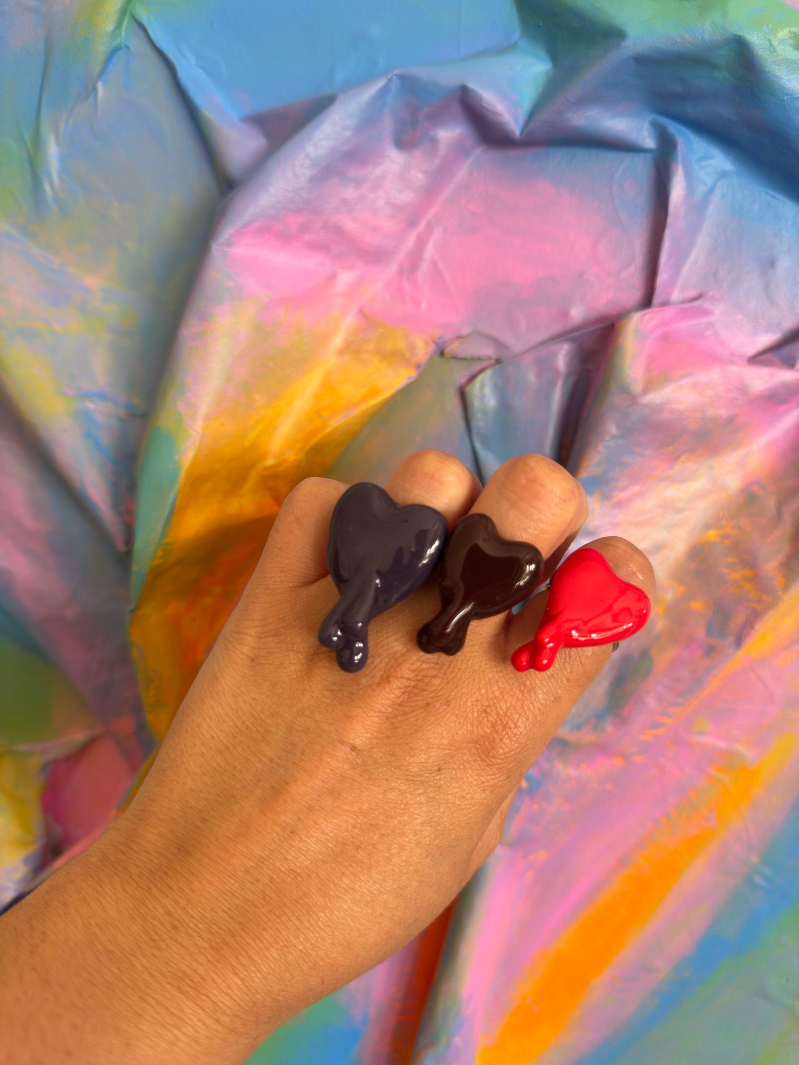 Anillo corazón derretido ajustable